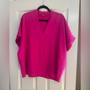 Pink Boxy Blouse with Mandarin Collar